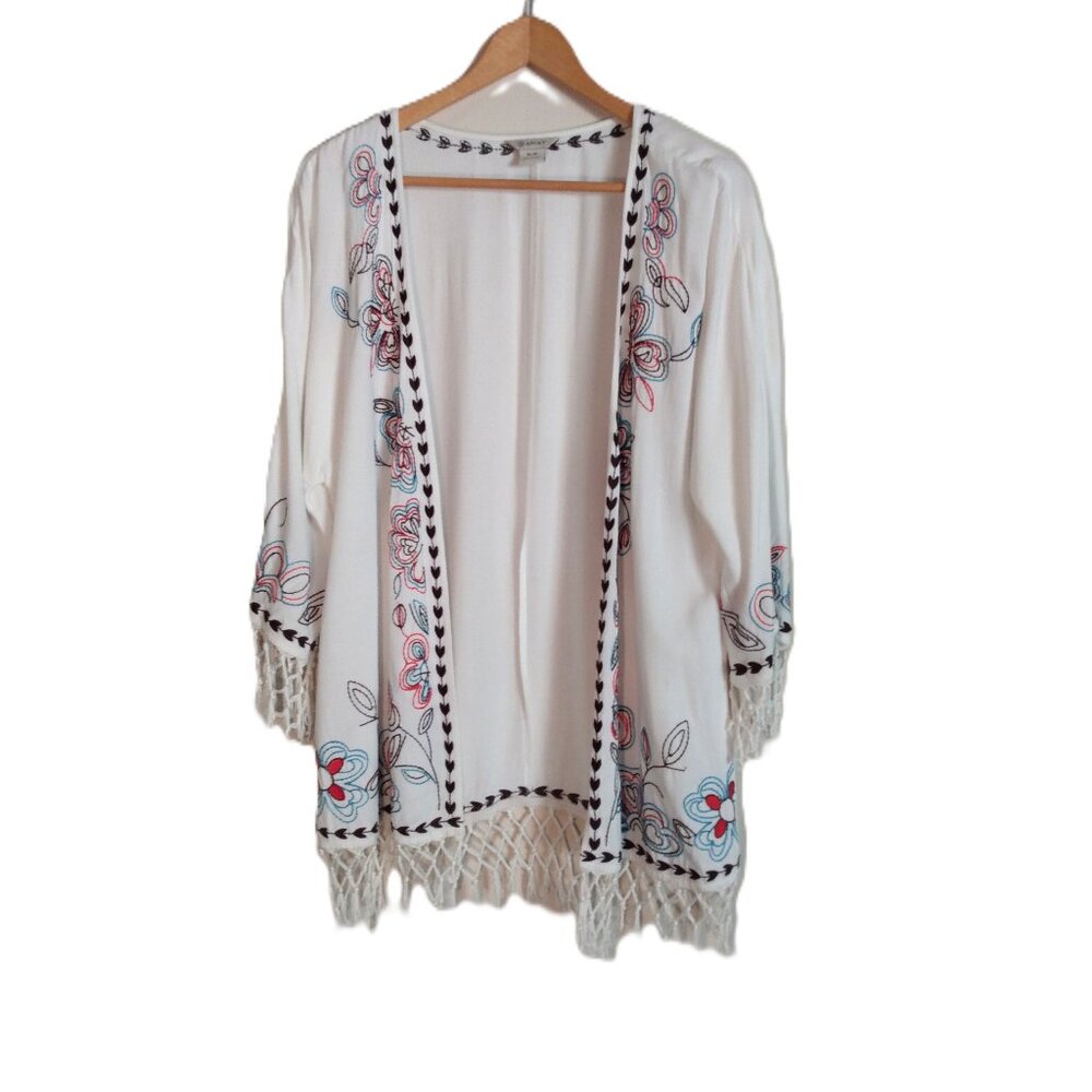 Ariat Kimono Wrap Embroidered Fringe Medium Open Front Topper Western Festival
